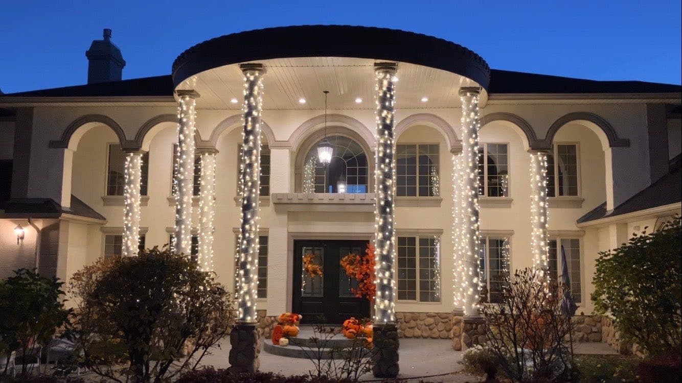 Mop Monkeys Calgary — Christmas Light Pillar Wrap Bearspaw Calgary