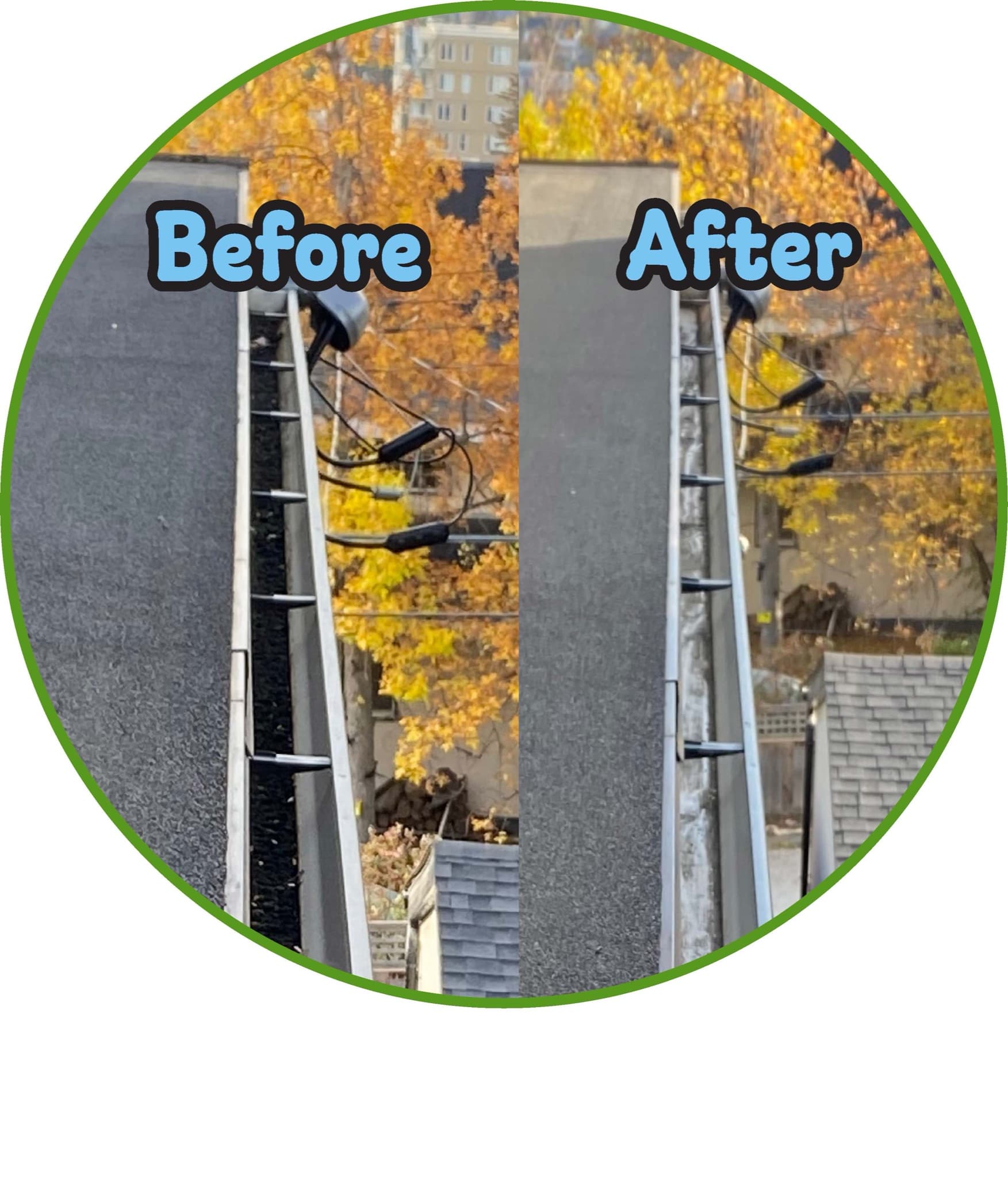 Gutter cleaning Calgary — professional technician removing leaves and debris from residential gutters