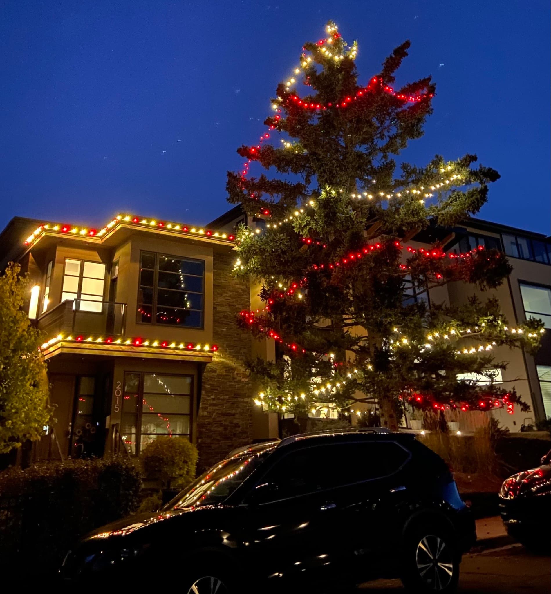 Christmas light installation Calgary — decorated home