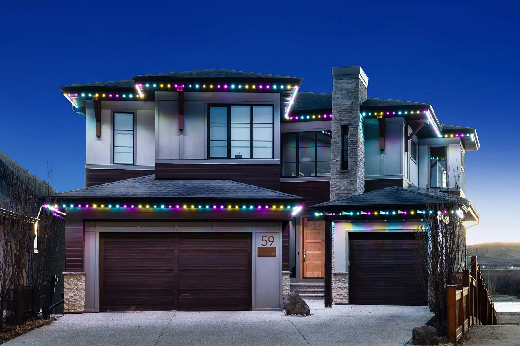 Permanent light installation Calgary — soffit lighting